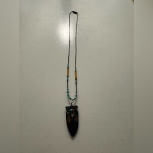 Native American Arrowheard feather beaded pendant & Necklace